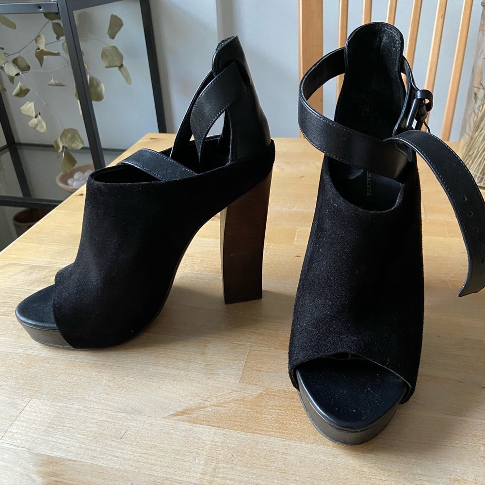 All saints suede chunky heels